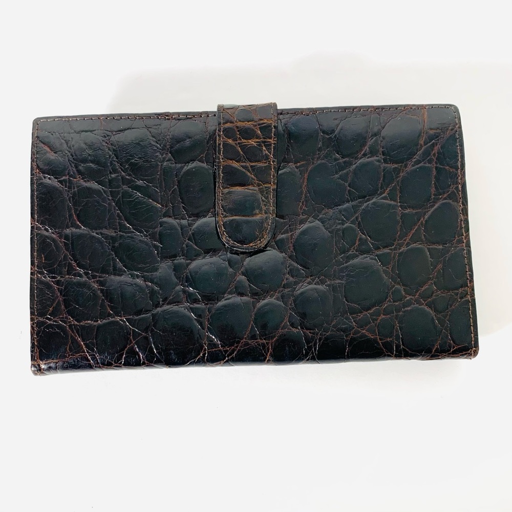 Bosca Black Croc-Embossed Wallet